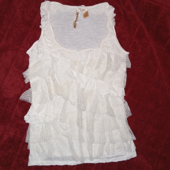 5 for $10 Eyeshadow Ivory lace ruffle tank top - Picture 1 of 5
